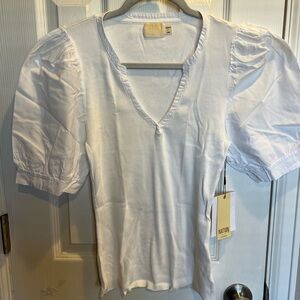 NATION LTD White Puff Sleeve Blouse